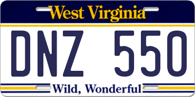 WV license plate DNZ550