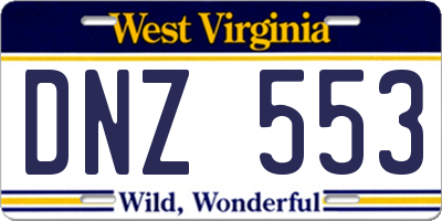 WV license plate DNZ553