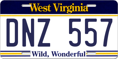 WV license plate DNZ557