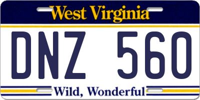 WV license plate DNZ560