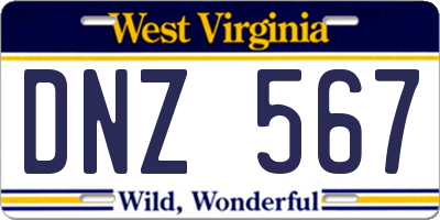 WV license plate DNZ567