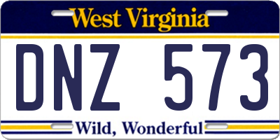 WV license plate DNZ573