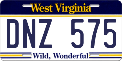 WV license plate DNZ575