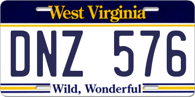 WV license plate DNZ576