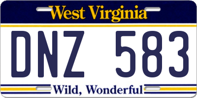WV license plate DNZ583