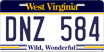 WV license plate DNZ584