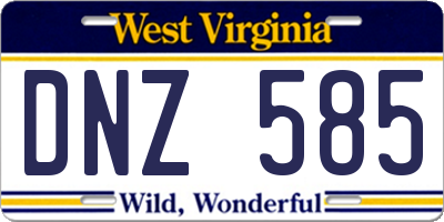 WV license plate DNZ585
