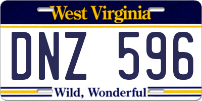 WV license plate DNZ596