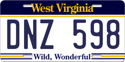 WV license plate DNZ598