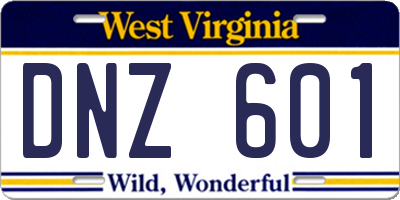 WV license plate DNZ601