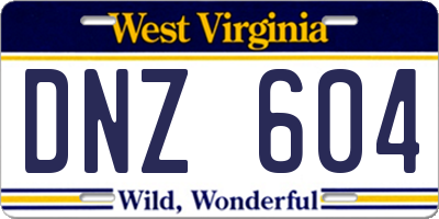 WV license plate DNZ604