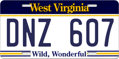 WV license plate DNZ607