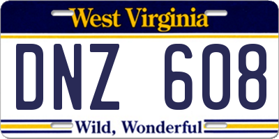 WV license plate DNZ608