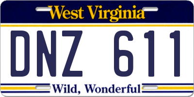 WV license plate DNZ611