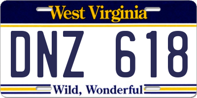 WV license plate DNZ618