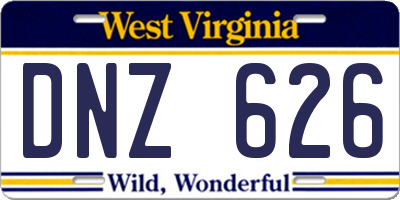 WV license plate DNZ626