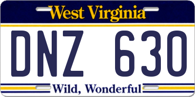 WV license plate DNZ630