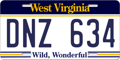 WV license plate DNZ634