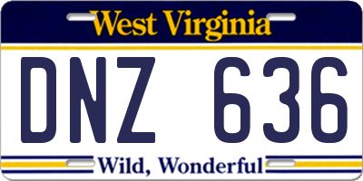 WV license plate DNZ636