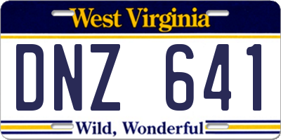 WV license plate DNZ641
