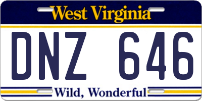 WV license plate DNZ646