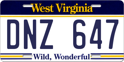 WV license plate DNZ647
