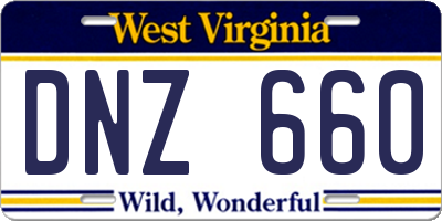 WV license plate DNZ660