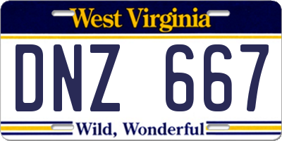 WV license plate DNZ667