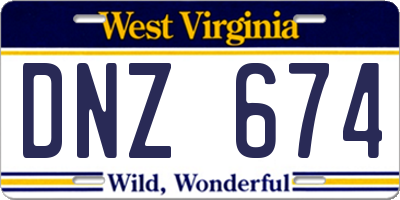 WV license plate DNZ674