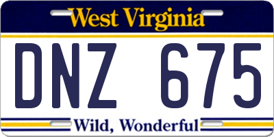 WV license plate DNZ675