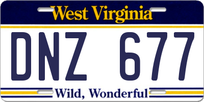 WV license plate DNZ677