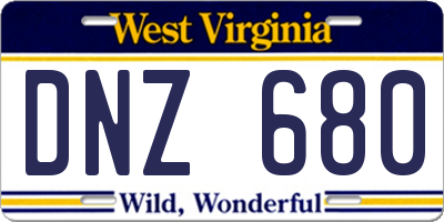 WV license plate DNZ680
