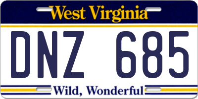 WV license plate DNZ685