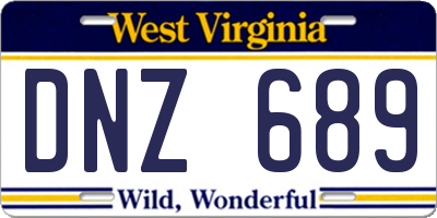WV license plate DNZ689