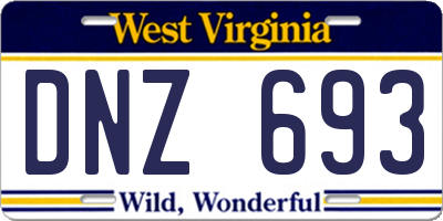 WV license plate DNZ693