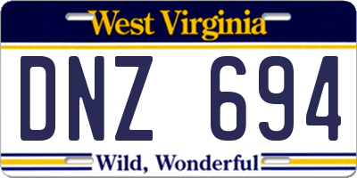 WV license plate DNZ694