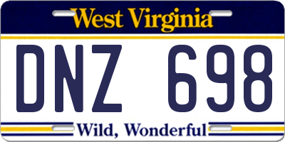 WV license plate DNZ698