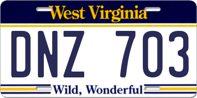 WV license plate DNZ703