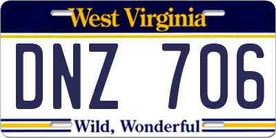 WV license plate DNZ706