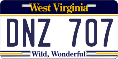 WV license plate DNZ707