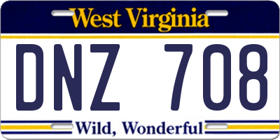 WV license plate DNZ708