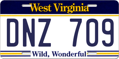 WV license plate DNZ709