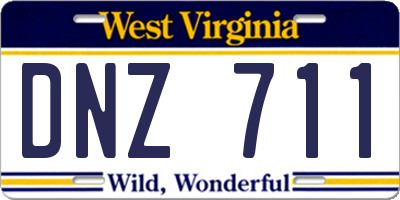 WV license plate DNZ711