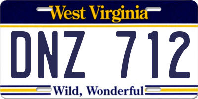 WV license plate DNZ712