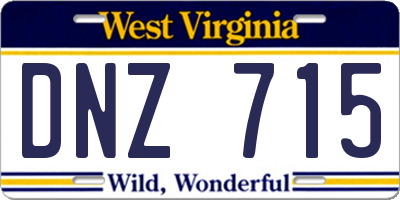 WV license plate DNZ715