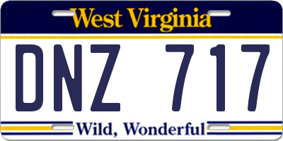 WV license plate DNZ717