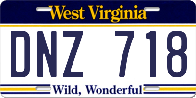 WV license plate DNZ718