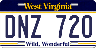 WV license plate DNZ720