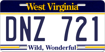 WV license plate DNZ721