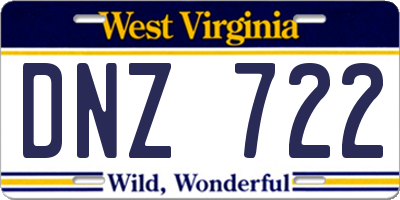 WV license plate DNZ722